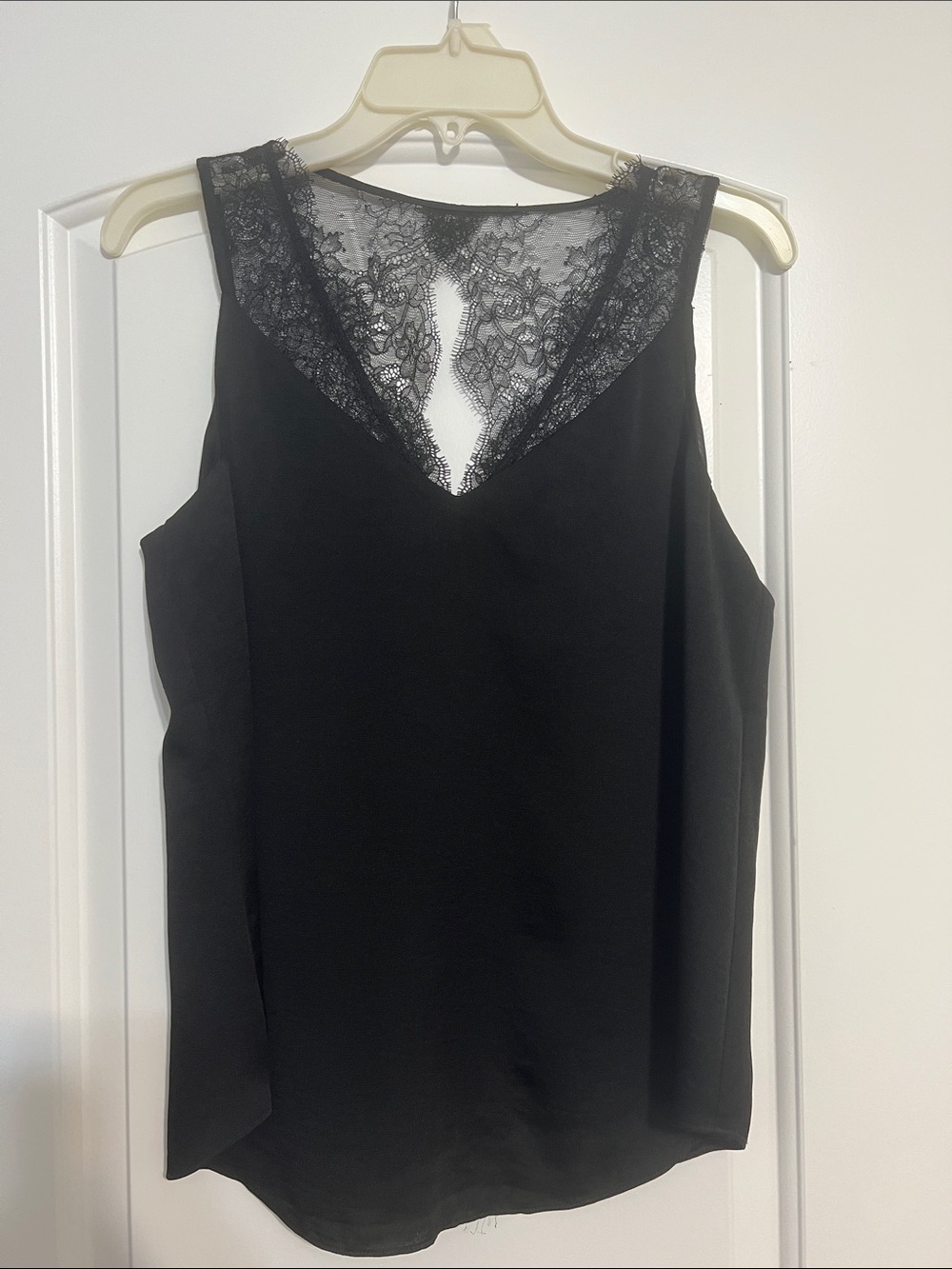 Express Black Lace-Trim V-Neck Tank
